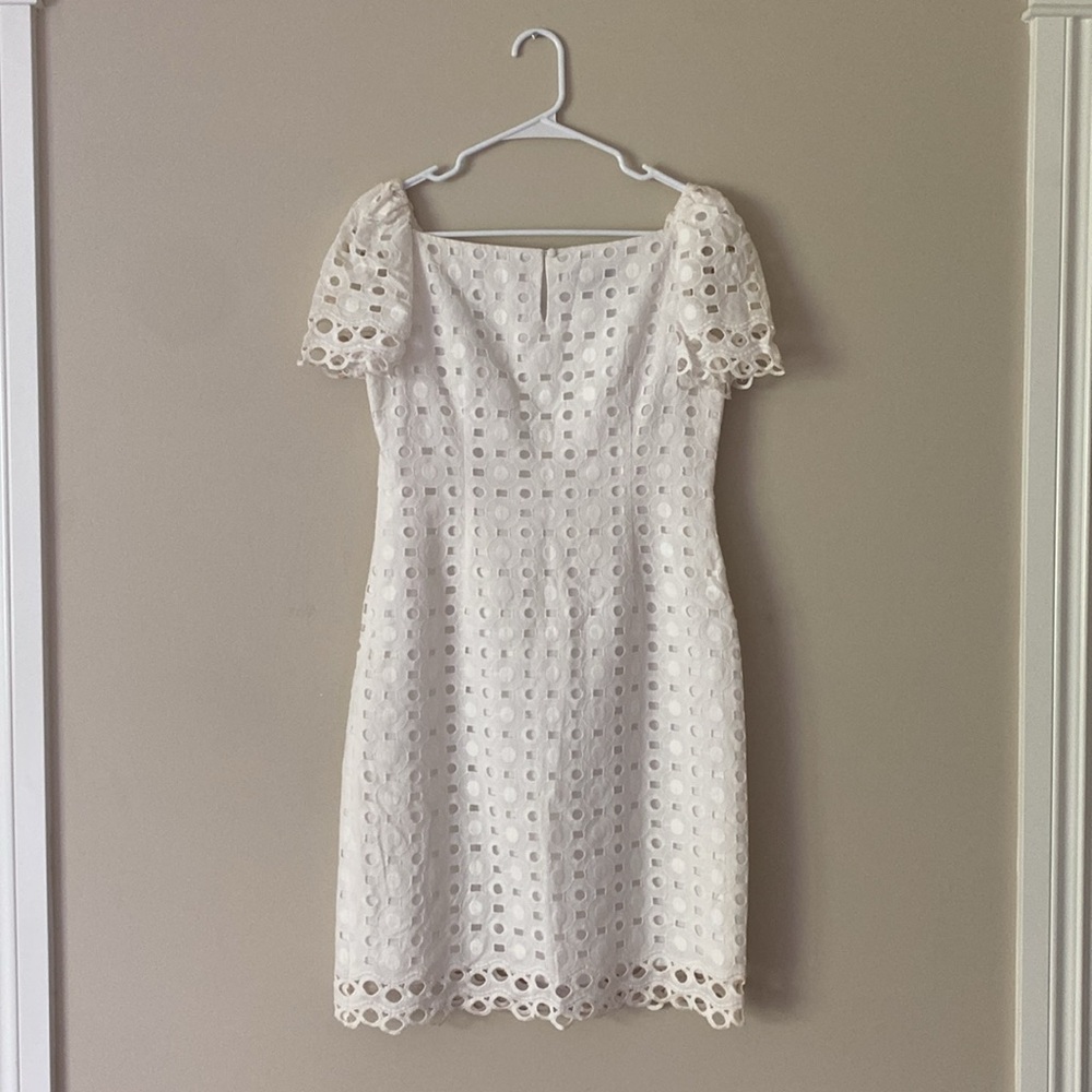 Jones New York Cotton White Embroidered Lace Straight Delicate Dainty Dress - Picture 5 of 13